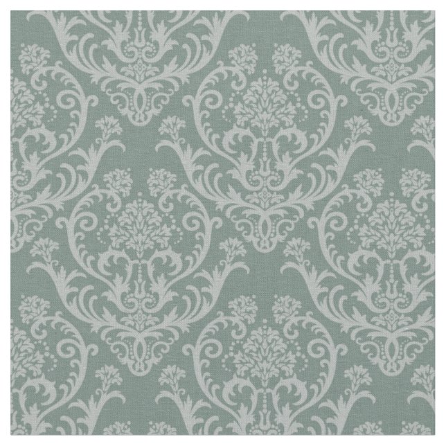 Green floral wallpaper fabric (Close Up)