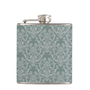 Green floral wallpaper hip flask