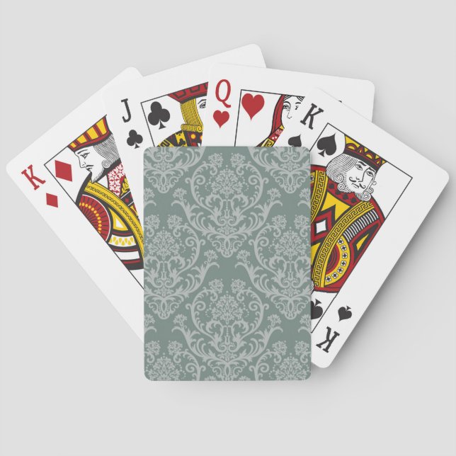 Green floral wallpaper playing cards (Back)