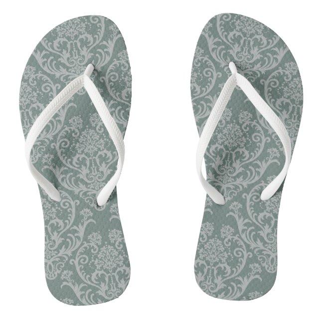 Green floral wallpaper thongs (Footbed)