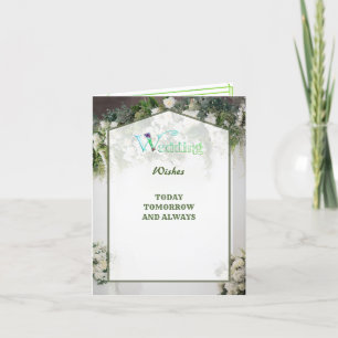 Green Floral Wedding Greetings Wishing Congrates Thank You Card