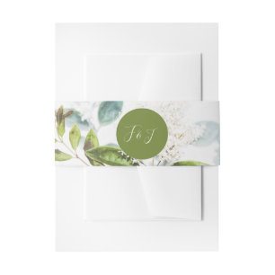 Green Floral Wedding Invitation Belly Band