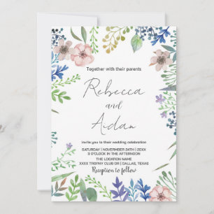 Green Floral Wedding Invitations