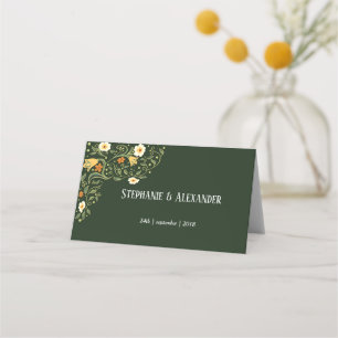 Green Floral Wedding Place Card