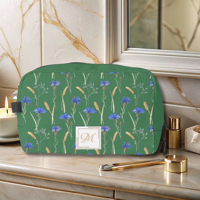 Green Floral Wildflower Monogram Dopp Kit (Creator Uploaded)