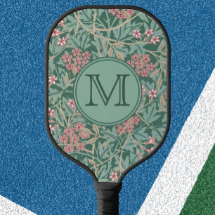 Green Floral William Morris Custom Initial Ladies Pickleball Paddle