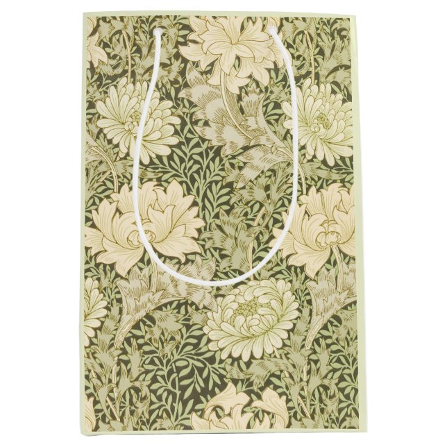 Green Floral Wm Morris Design  Medium Gift Bag (Front)