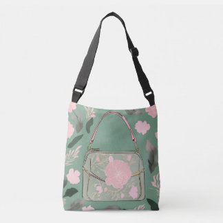 Green Floral Wood AI art Crossbody Bag