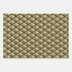 Green Floral Wrapping Paper Sheet