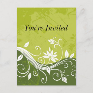 green floral - You're Invited - customisable Invitation Postcard