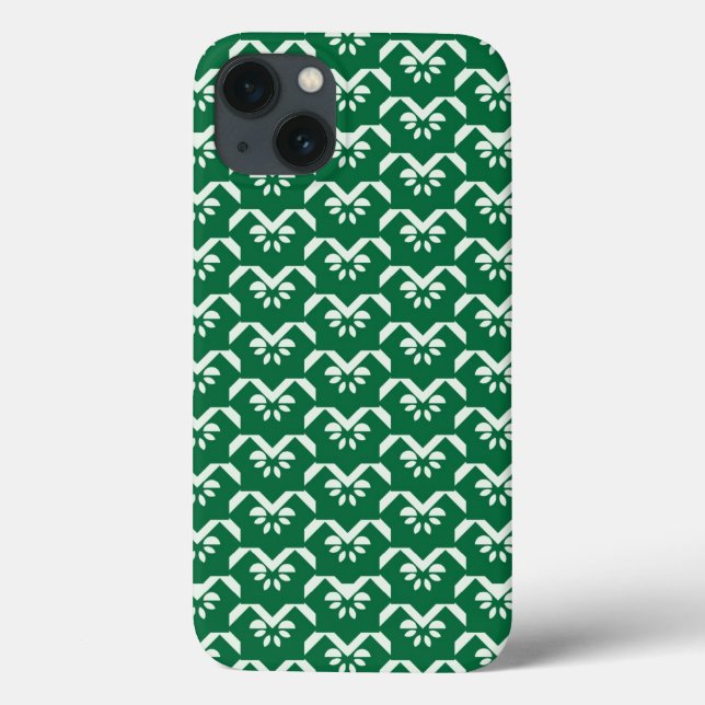 Green floral zigzag Case-Mate iPhone case (Back)