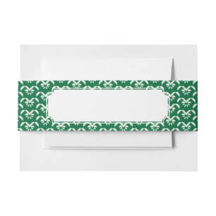 Green floral zigzag invitation belly band
