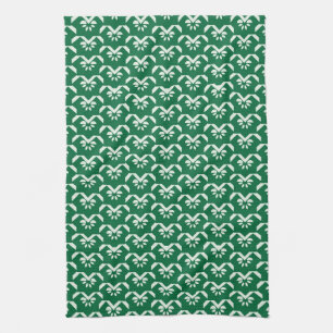 Green floral zigzag tea towel