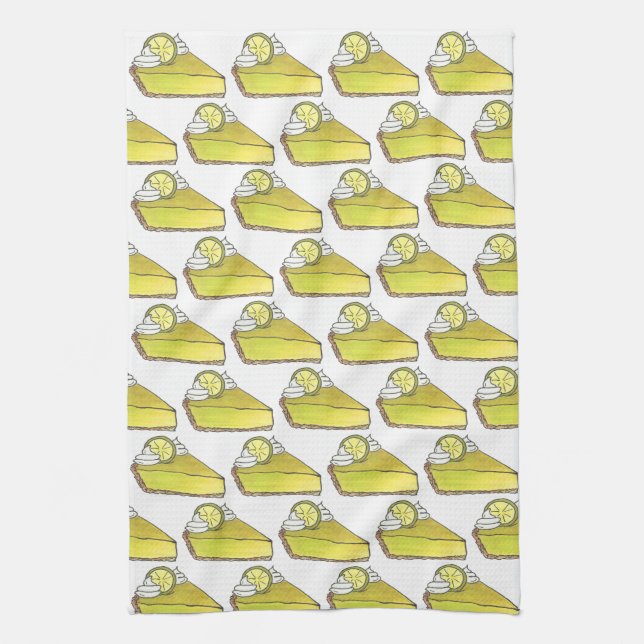 Green Florida Key Lime Pie Slice Foodie Tea Towel (Vertical)