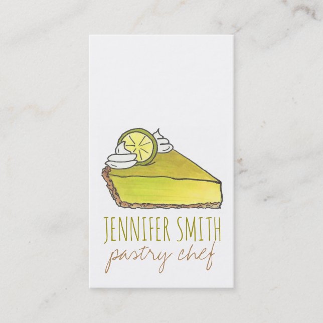 Green Florida Key Lime Pie Slice Pastry Chef Food Business Card (Front)