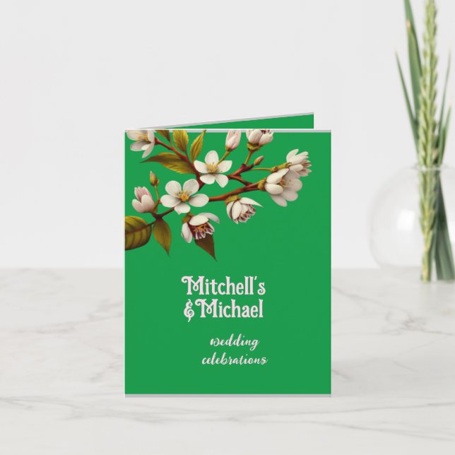 green florr buds wedding Folded Invitation (Front)