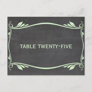 Green Flourish Chalkboard Table Number Postcard
