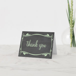 Green Flourish Chalkboard Thank You Card