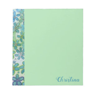 Green Flower Burst Personalised Notepad