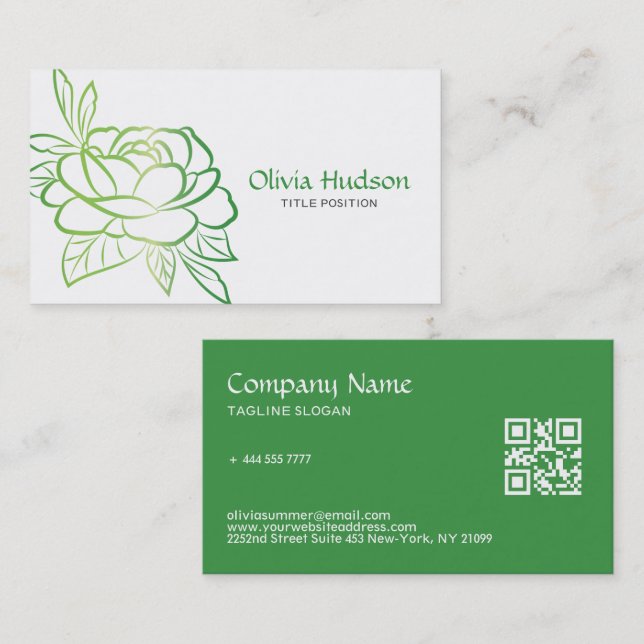 Green Flower Business Card (Front/Back)