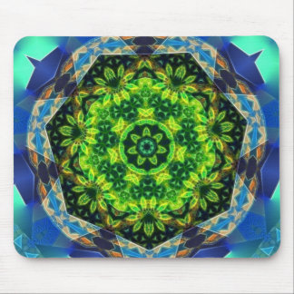 Green Flower Circle Geometric Mandala Mousepad
