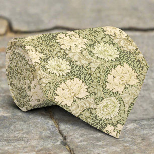 Green Flower Illustration Floral Christmas Pattern Tie