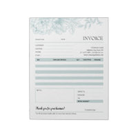 Green Flower Line Art Small Business Invoice Forms