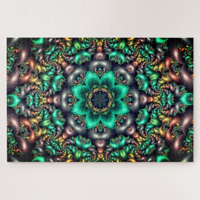 green flower mandala puzzle (Horizontal)