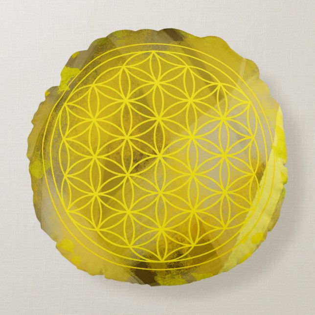 green flower of life  round cushion (Front)