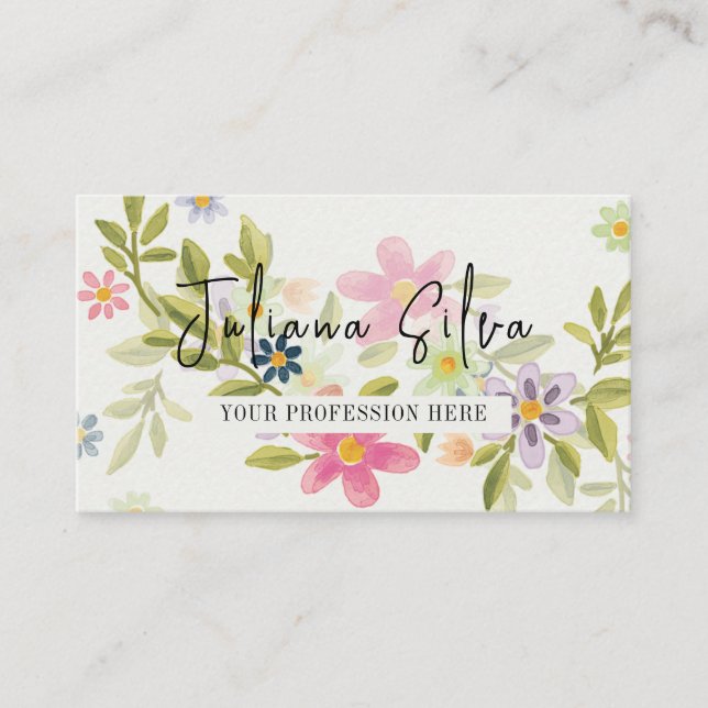 Green Flower Ornament  Business Card (Front)