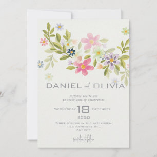 Green Flower Ornament Wedding  Invitation