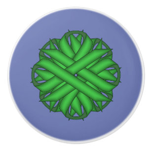 Green Flower Ribbon by Kenneth Yoncich Ceramic Knob
