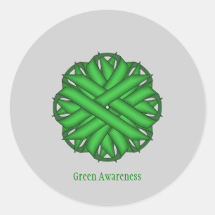 Green Flower Ribbon by Kenneth Yoncich Classic Round Sticker