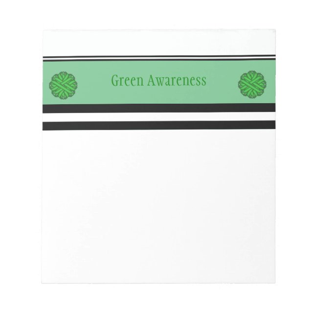 Green Flower Ribbon by Kenneth Yoncich Notepad (Front)
