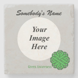 Green Flower Ribbon by Kenneth Yoncich Stone Coaster
