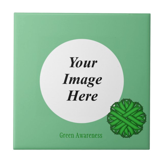 Green Flower Ribbon Template by Kenneth Yoncich Tile (Front)