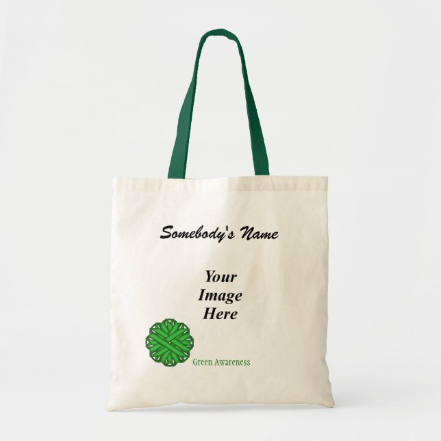 Green Flower Ribbon Template by Kenneth Yoncich Tote Bag (Front)