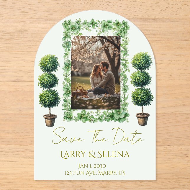 Green Flower Wedding Invitation (Front)