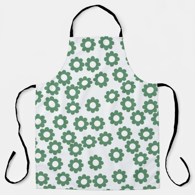 Green Flower Y2K Pattern Apron (Front)