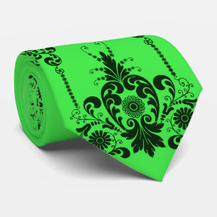 green flowers and culicues print tie