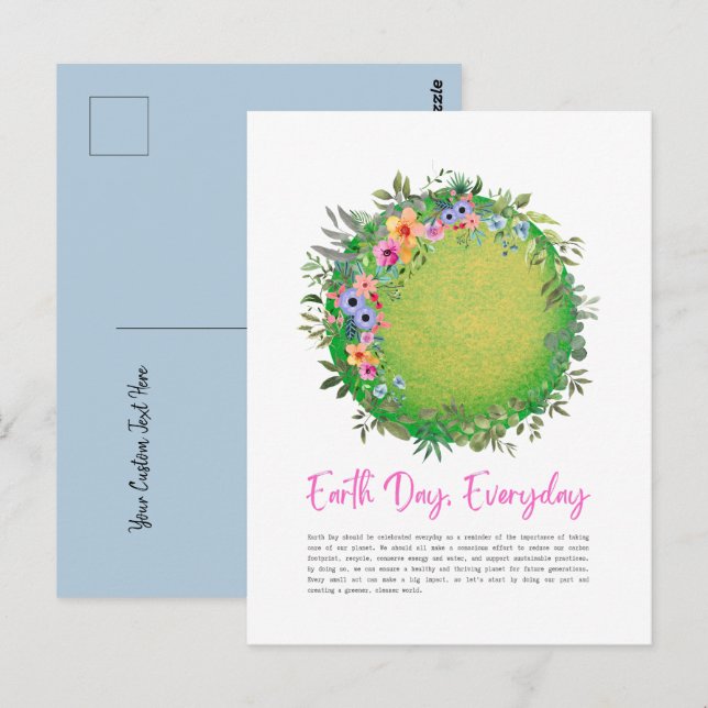 Green, Flowers and Leaf, Earth Day Everyday Postcard (Front/Back)