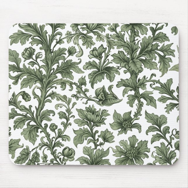 Green flowers and leaves mouse pad (Front)