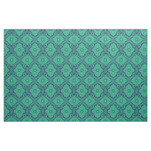 "Green flowers” bohemian arabesque pattern Fabric