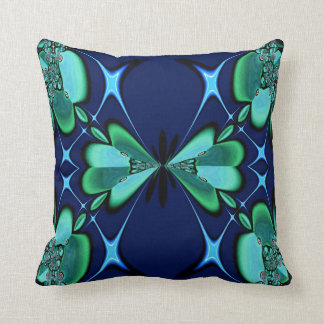 Green Flowers on Navy American MoJo Pillows