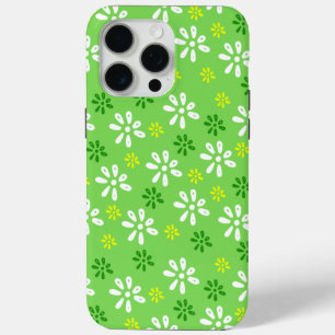 Green Flowers Pattern iPhone 15 Pro Max Case