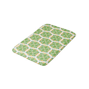 Green Flowers, Pattern Of Flowers, Floral Pattern Bath Mat