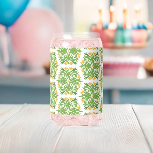 Green Flowers, Pattern Of Flowers, Floral Pattern Can Glass (Insitu (Baby Shower))