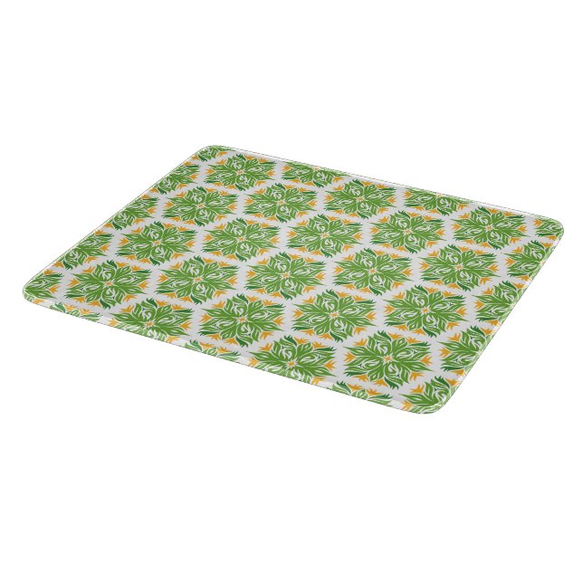 Green Flowers, Pattern Of Flowers, Floral Pattern Cutting Board (Corner)