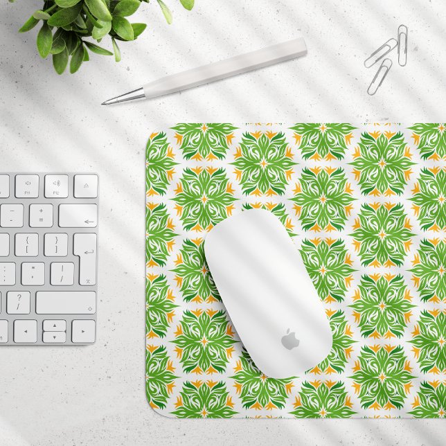 Green Flowers, Pattern Of Flowers, Floral Pattern Mouse Pad (Creator Uploaded)