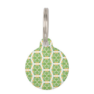 Green Flowers, Pattern Of Flowers, Floral Pattern Pet Tag